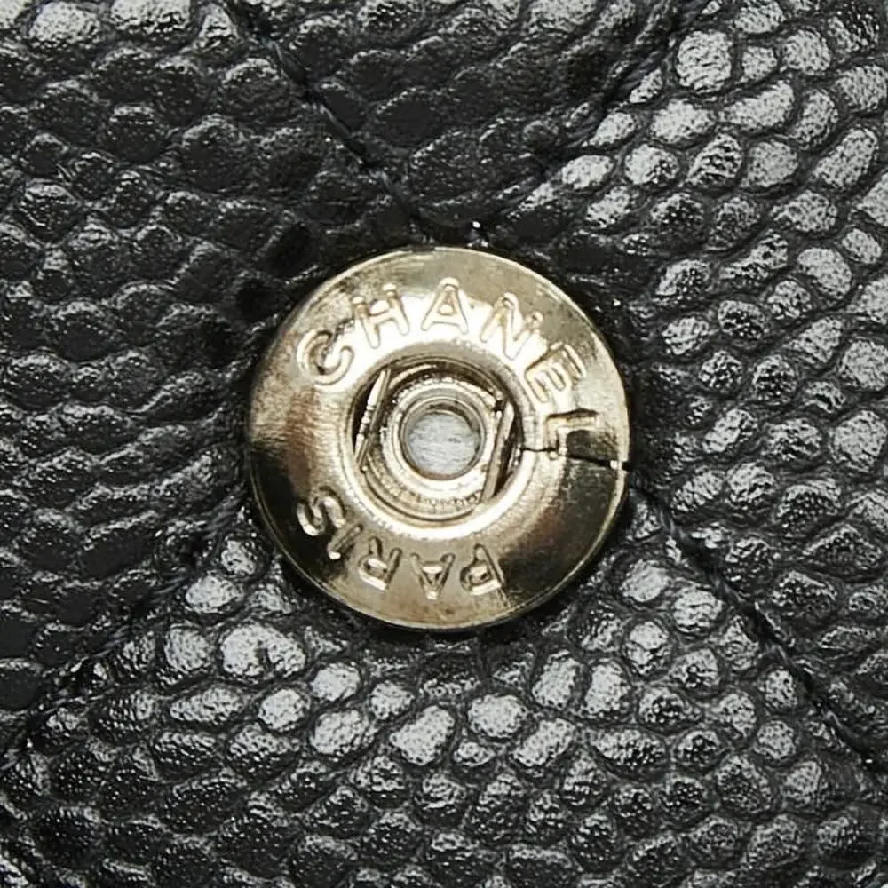 Chanel Matelasse 25 Coco Mark Double Flap Caviar Skin Shoulder Bag Black